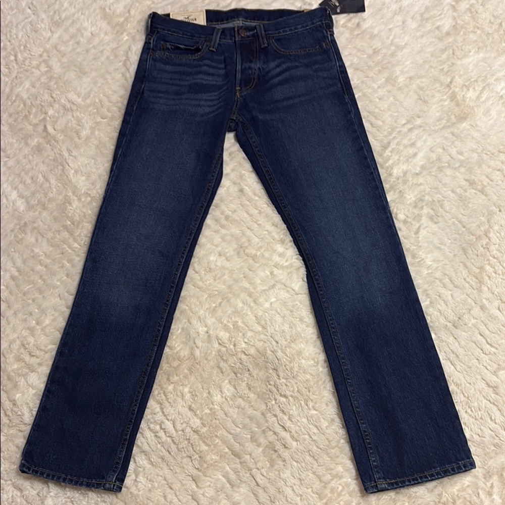 Hollister Blue Slim Straight 
Button fly Jeans 28 x 30
